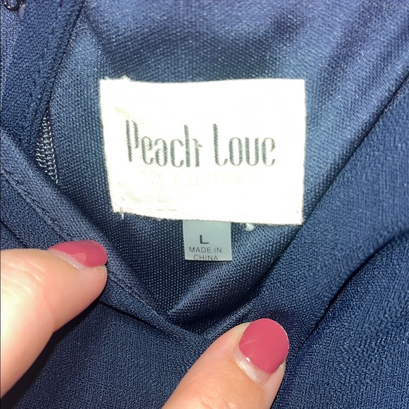 Elegant Navy Long-Sleeve Dress - Picture 5 of 6